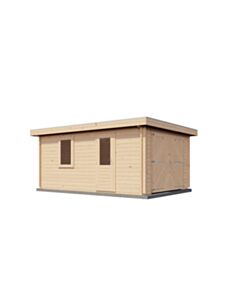 Blockhaus Detmold mit Garagentor 350x500cm
