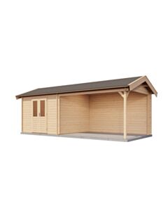 Blockhaus Fulda mit Vordach 300x300cm + 300cm